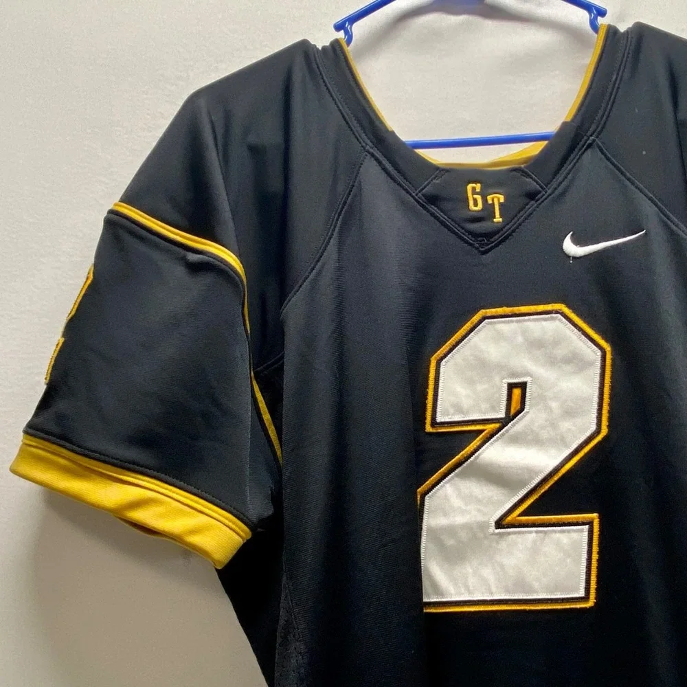Nike GT Team Football Jersey #2 Men's XL Black Gold Logo Authentic On Field GUC